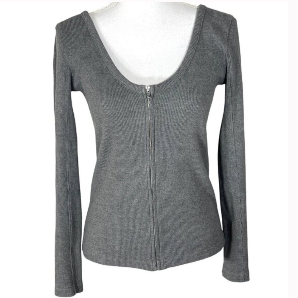 Rag & Bone Women's Heather Grey Laila Long Sleeve Zip up